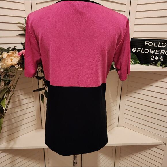 MISOOK PETITE COLORBLOCK BLOUSE BLACK / PINK SLIT SLEEVE SIZE MED - Picture 5 of 5